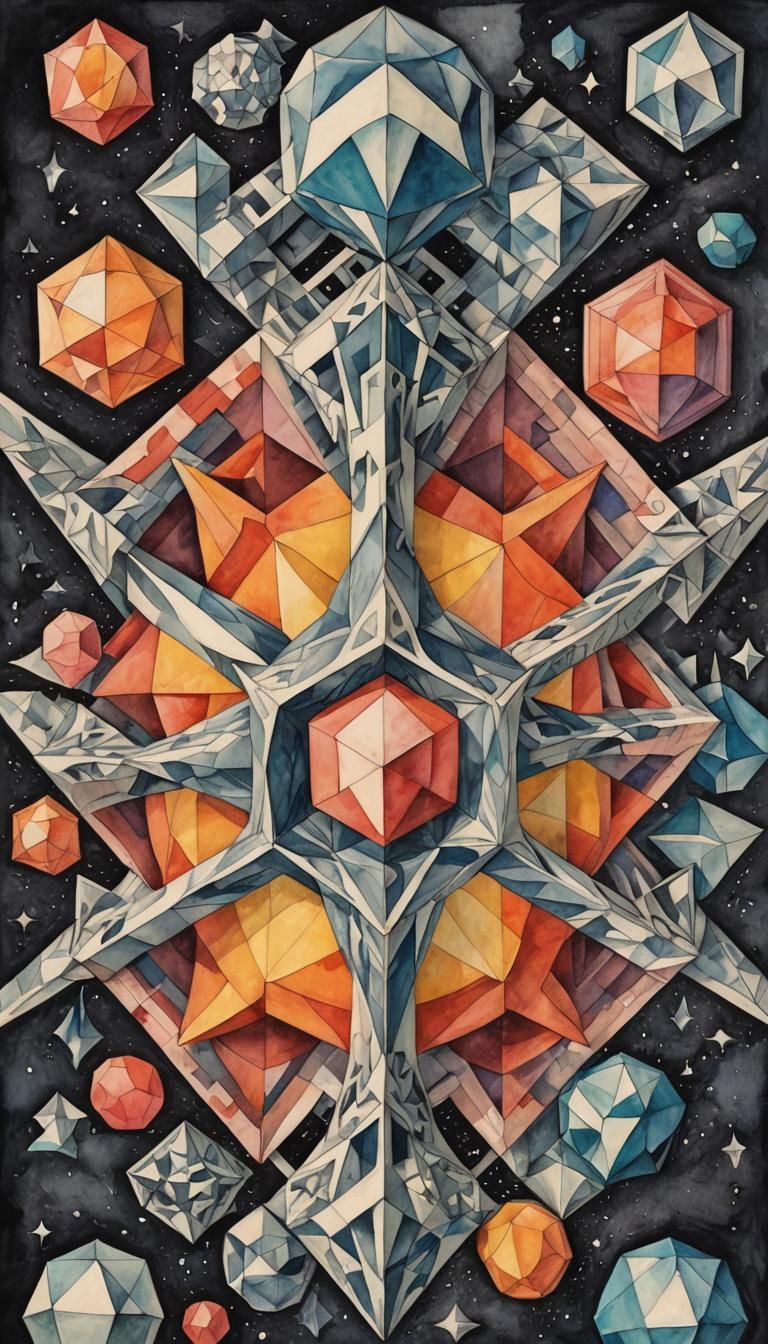 Geometric Bauhaus Structure in Surrealist 3D Style