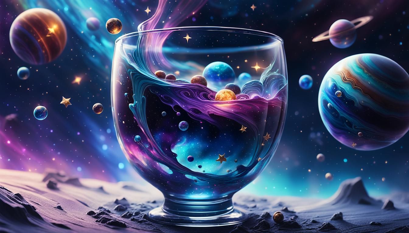 Cosmic Overflow: A Glass Cup of Stars in Space