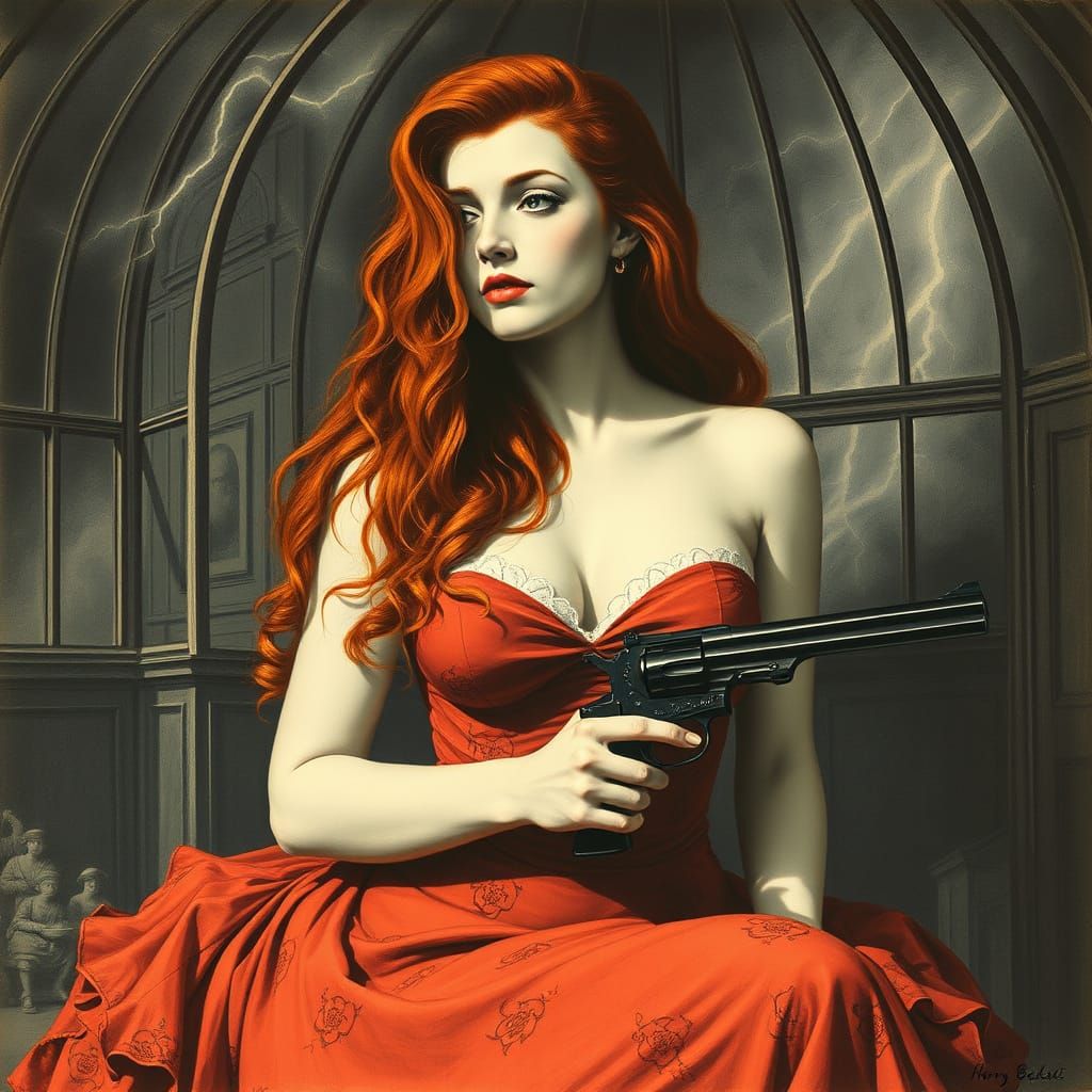 Ethereal Portrait in a Haunting Conservatory Scene