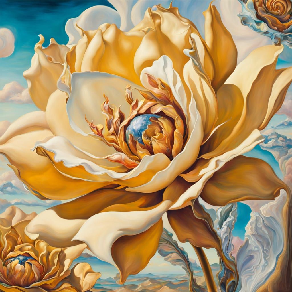 Surreal Bloom in Oil Painting Style