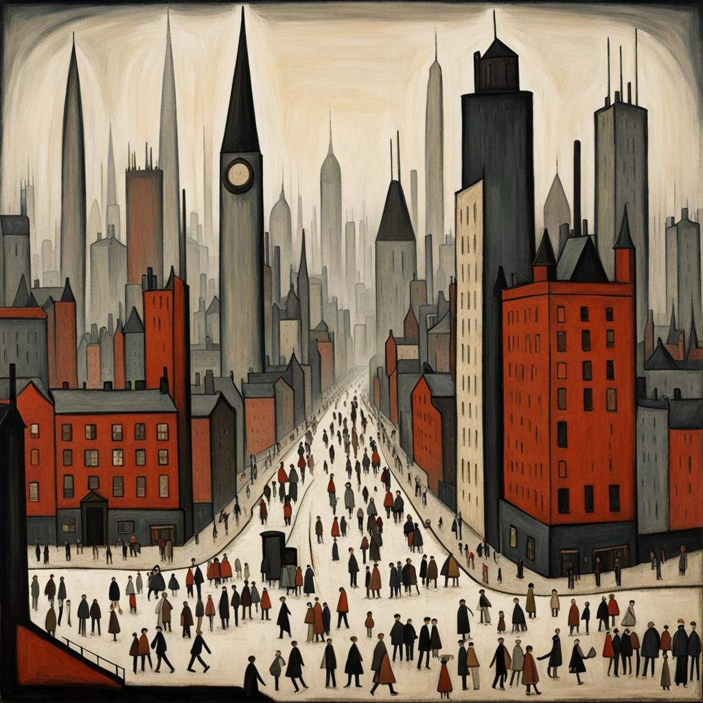 Abstract Future Metropolis in Lowry Style