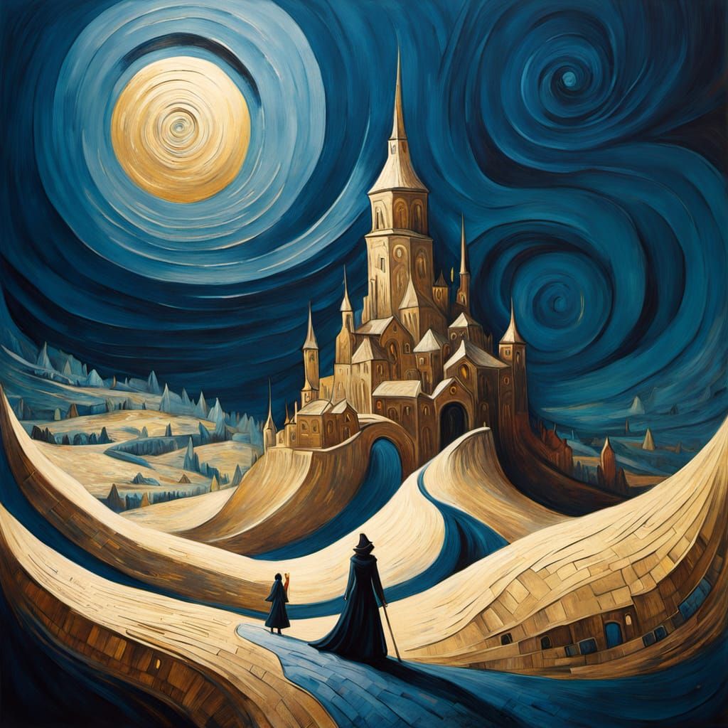 Whimsical Sand City at North Pole in Impasto Oil Style