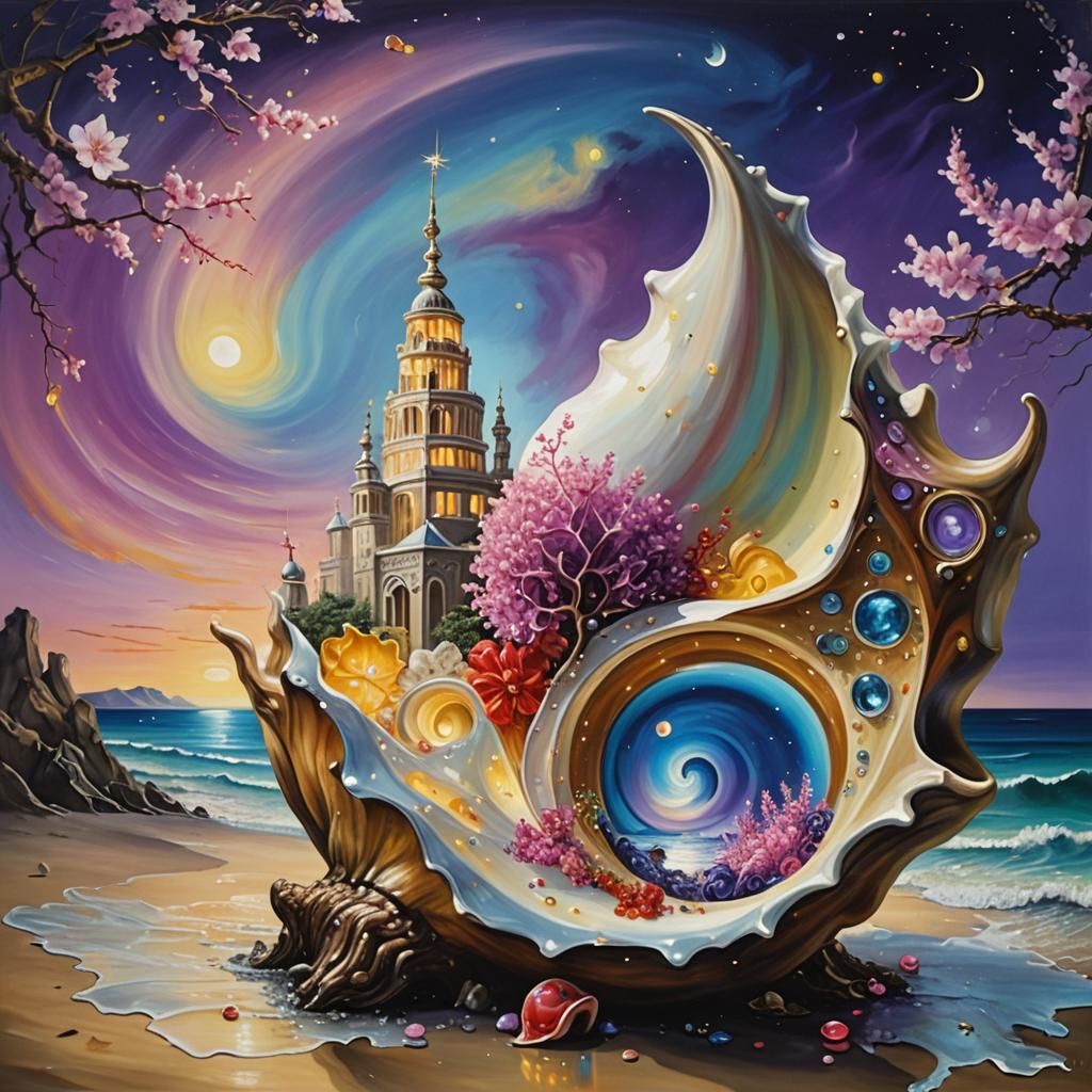 Surreal Skyscraper in Shell with Sapphires