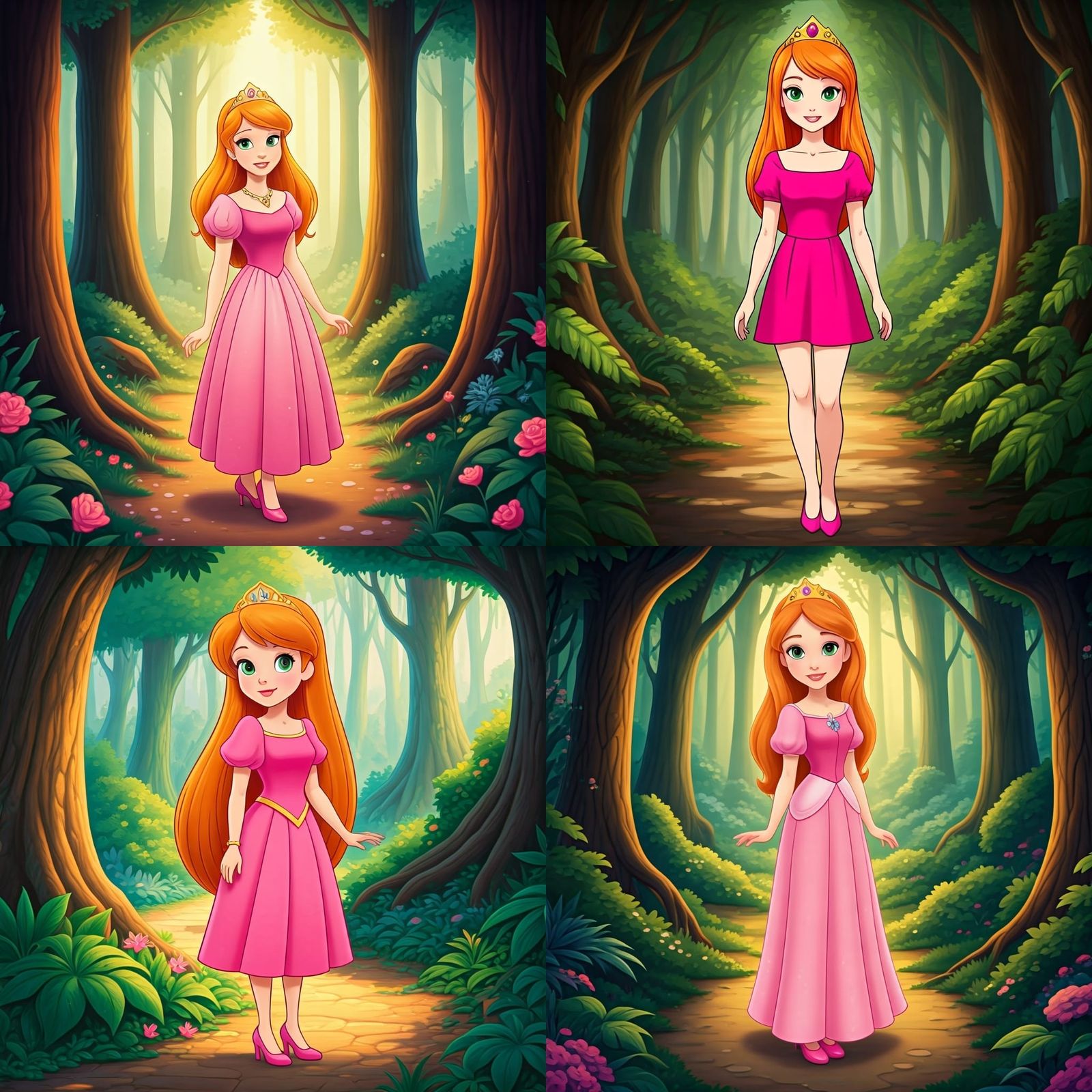 Disney Princess with Orange Hair and Golden Tiara