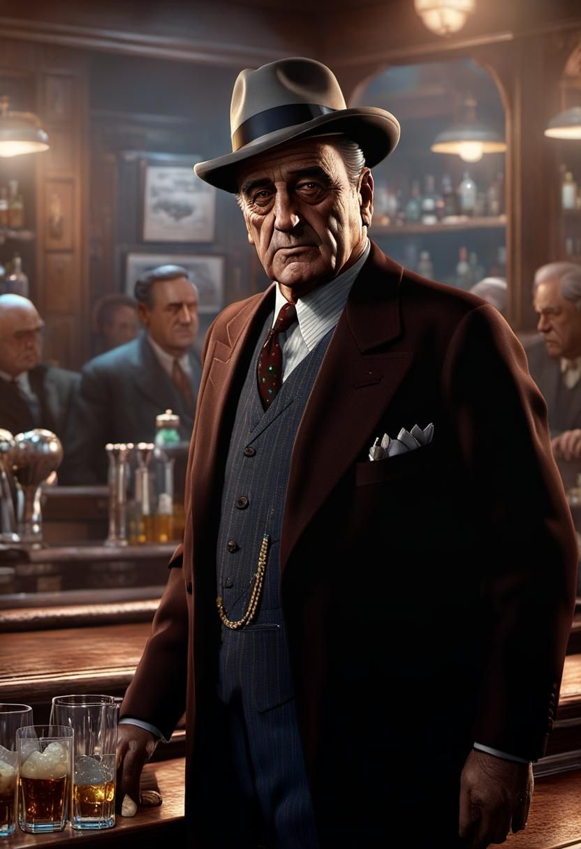 Detailed Portrait of Tony Accardo in Prohibition Era Style