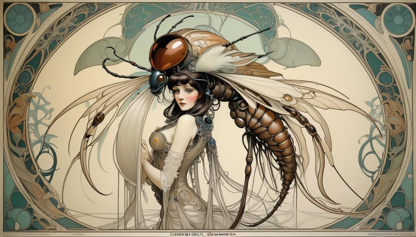 Art Nouveau Arthropod in Mucha Beardsley Style
