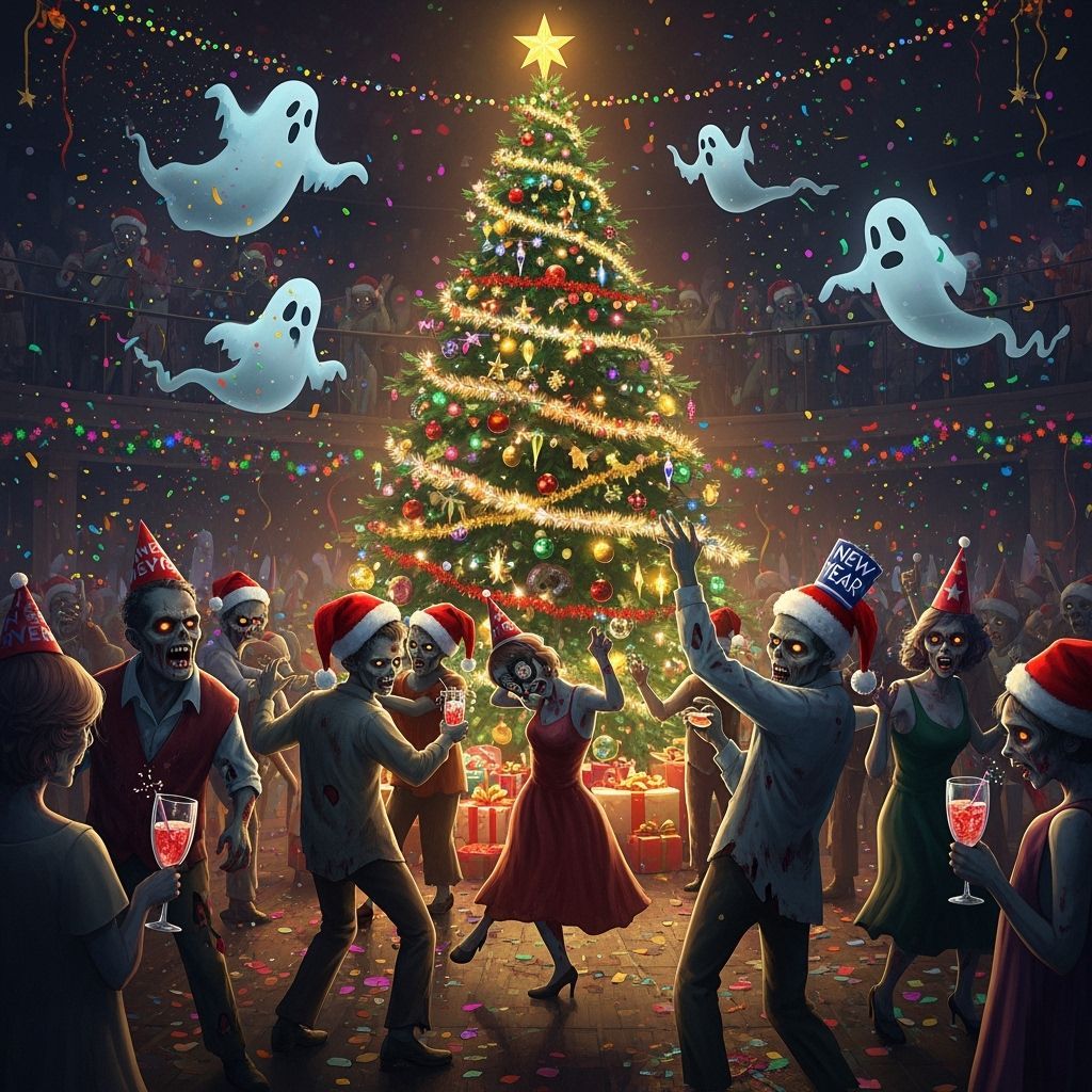 New Year's Zombie Ball with Festive Undead Celebration
