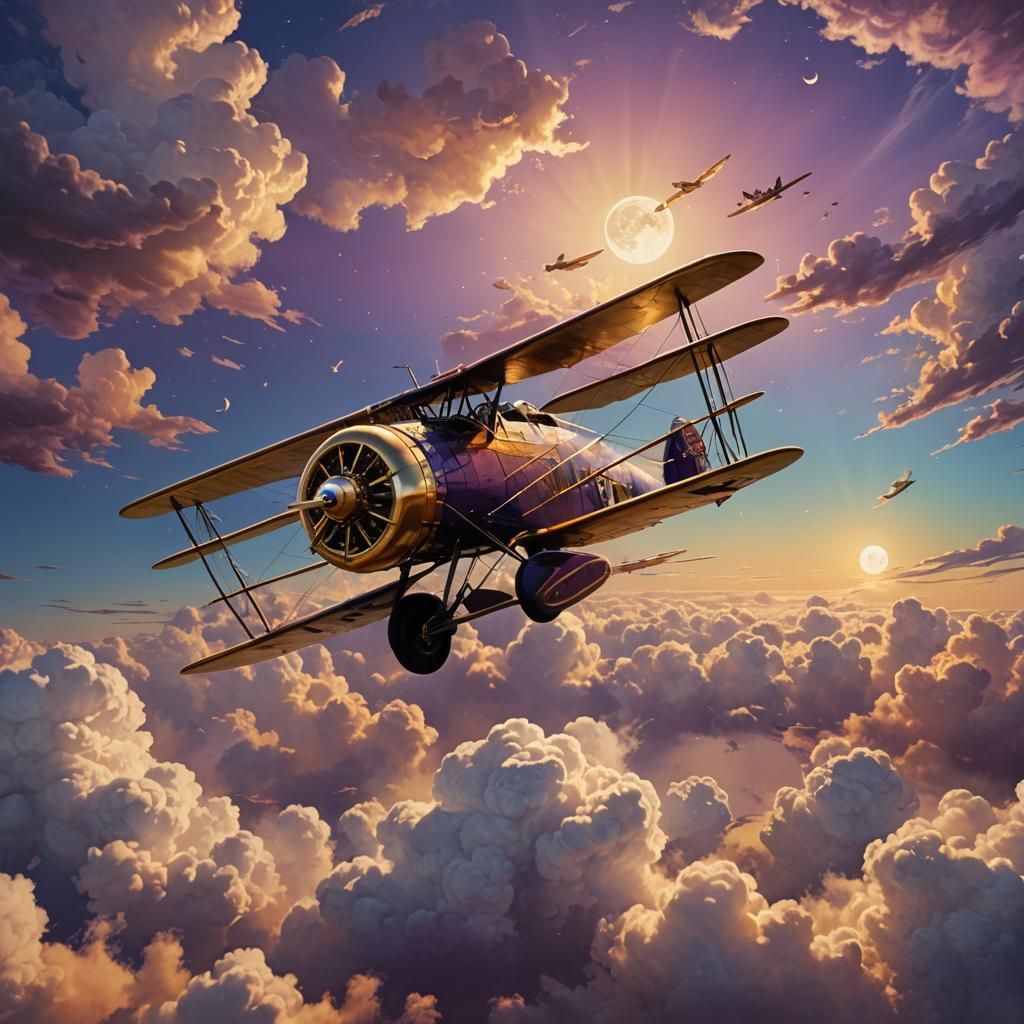 Saint-Exupéry Flying a Plane: Digital Art Masterpiece