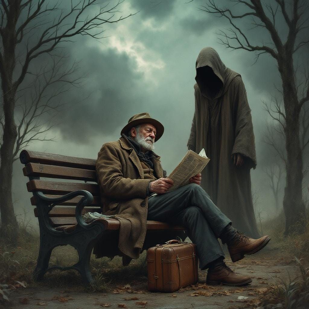 Doomsday Sleeper: Ominous Encounter in Digital Art Style