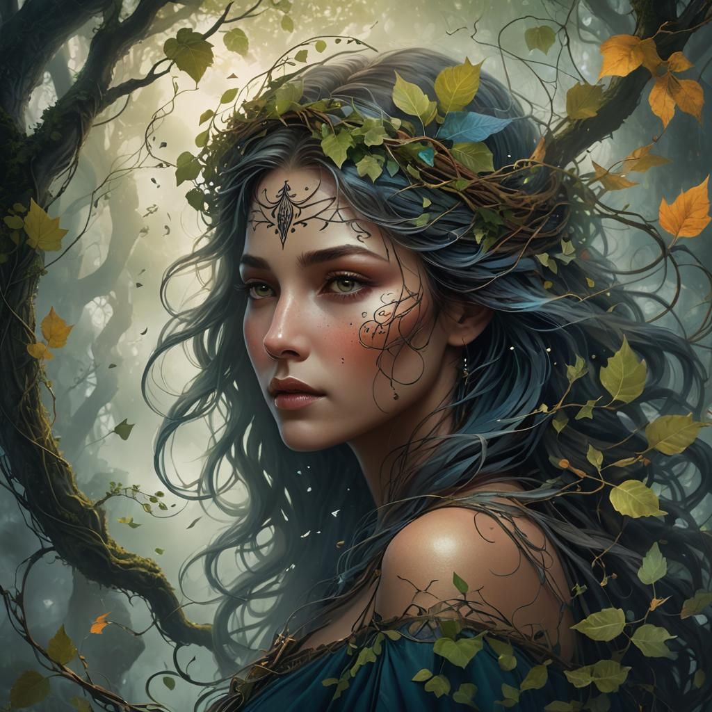 Ethereal Woman Whispering Secrets in Fantasy Art