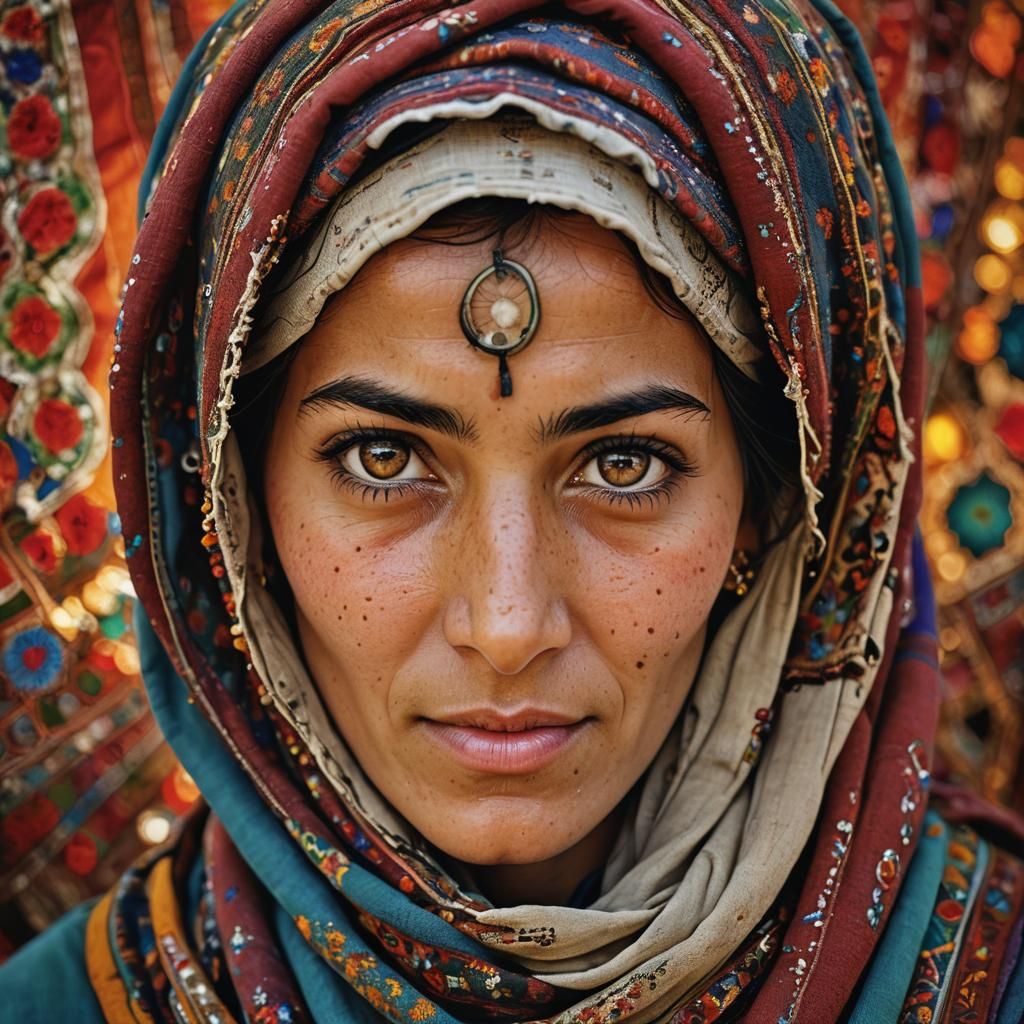 Stunning Afghan Woman Portrait in Studio Lighting