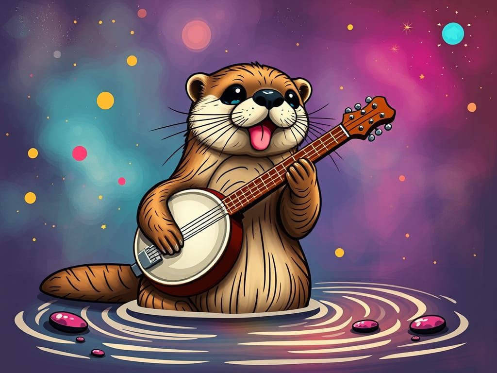 Whimsical Otter Plays Whisky-Soaked Banjo in Psychedelic Dre...