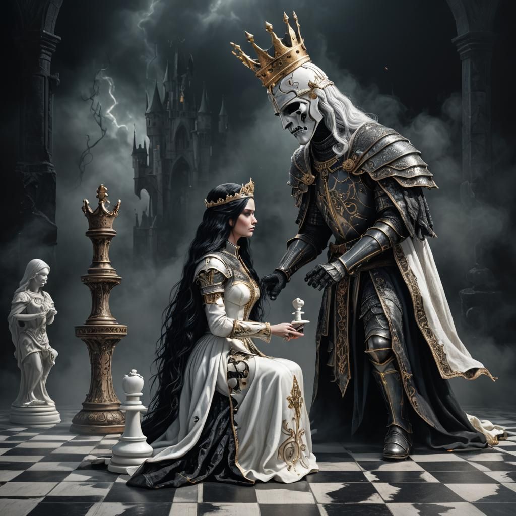 Fantasy Chess: Black Knight Victory in Magic Realism