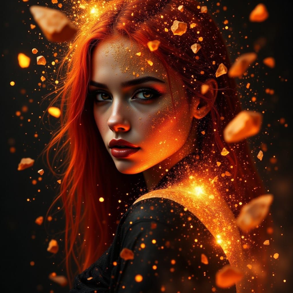 Ember Portrait of Gothic Woman with Shards