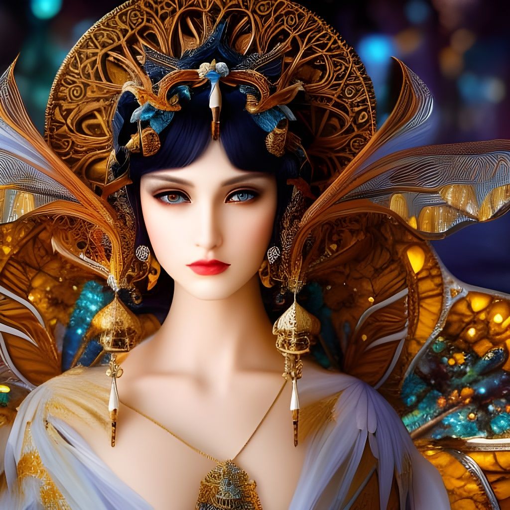 Fairy with Butterfly Wings in Stained Glass Style