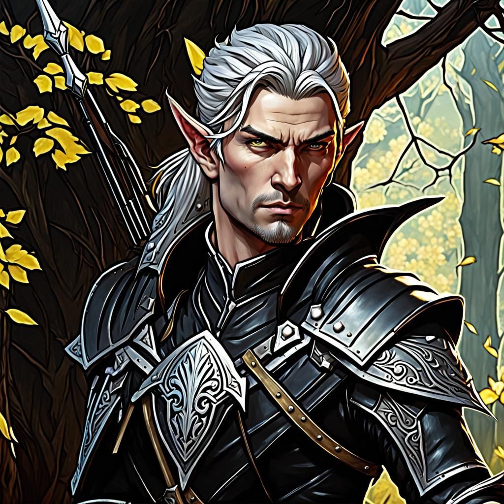 Pale Elf Archer in Dark Fantasy Style