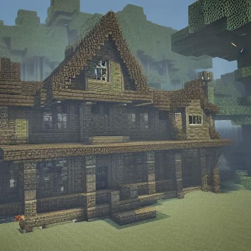 Sinister Minecraft House, Dark Digital Art