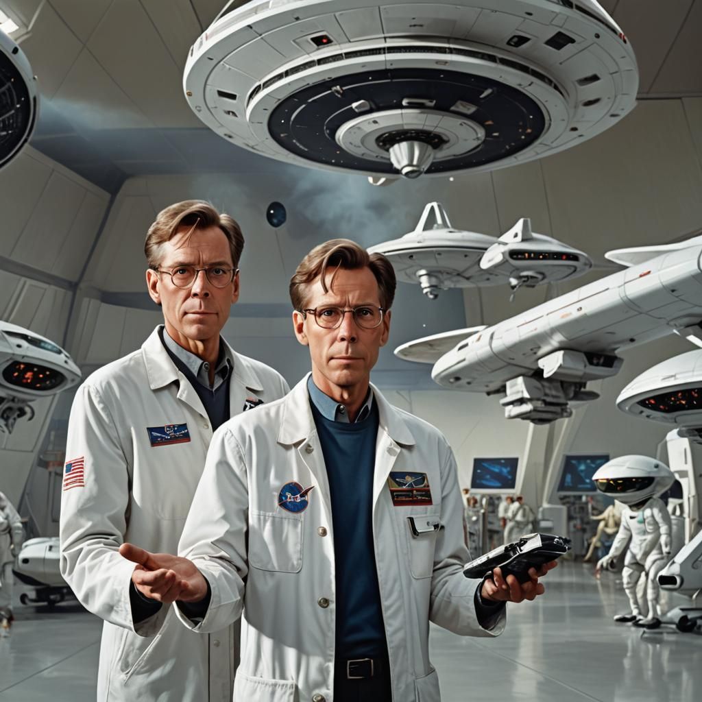 Bob Lazar Holding Alien Device: Hyperrealistic Concept Art