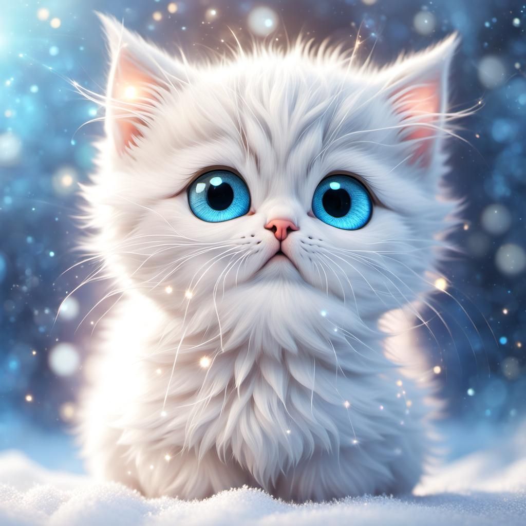 Sad Kitten in Winter Wonderland, Pixar Style