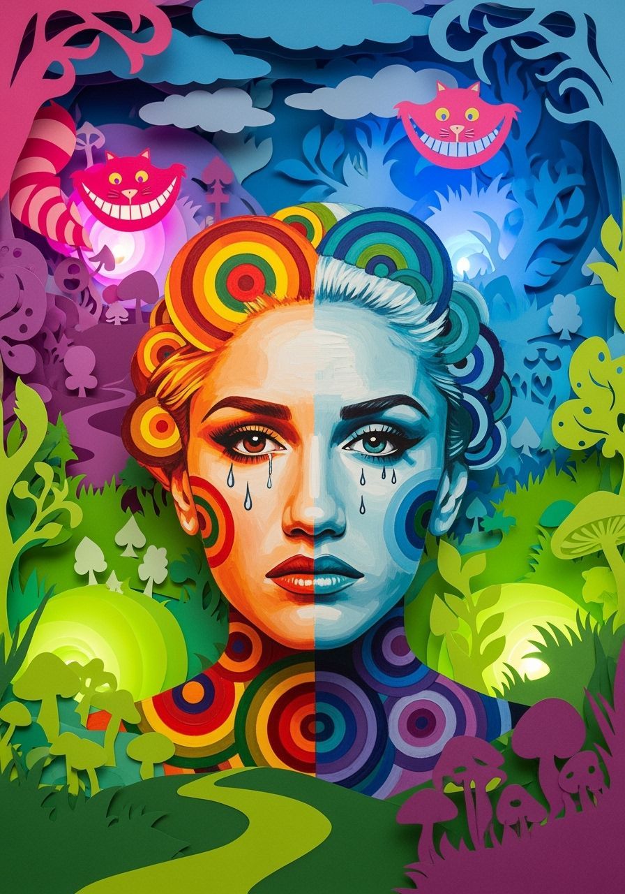 Gwen Stefani Portrait in Orphism Style Mixed Media