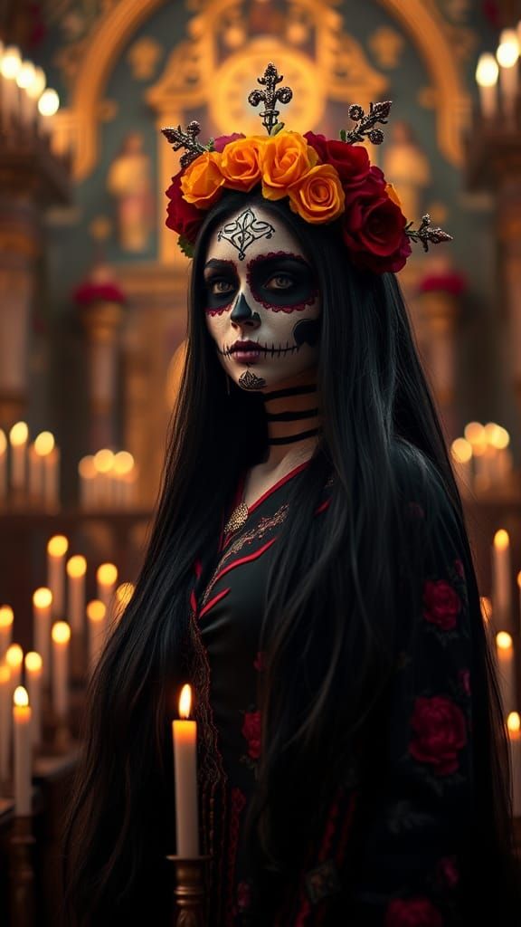 Santa Muerte Portrait in Hyper-Realism Style