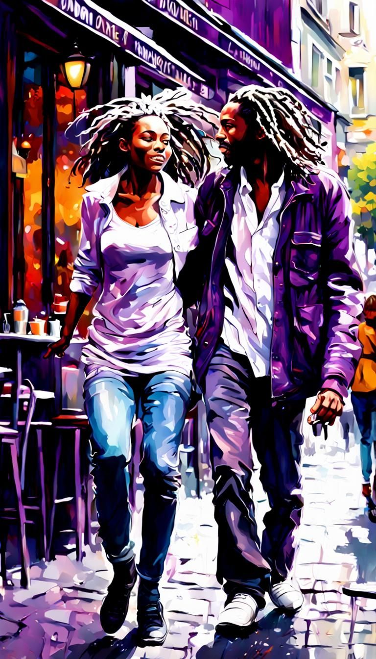 Montmartre Street Scene with Dancing Couple