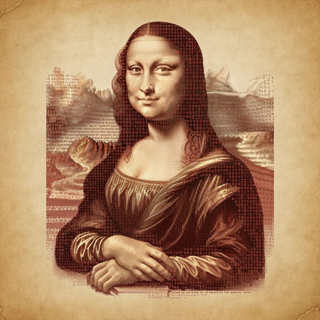 Mona Lisa Digital Print in Pointillist Style
