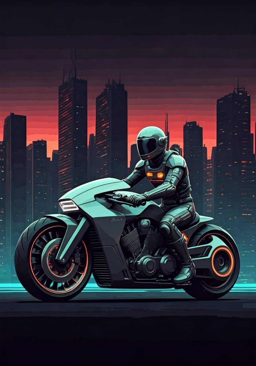 Futuristic Motorcycle with Aerodynamic Design and High-Tech...