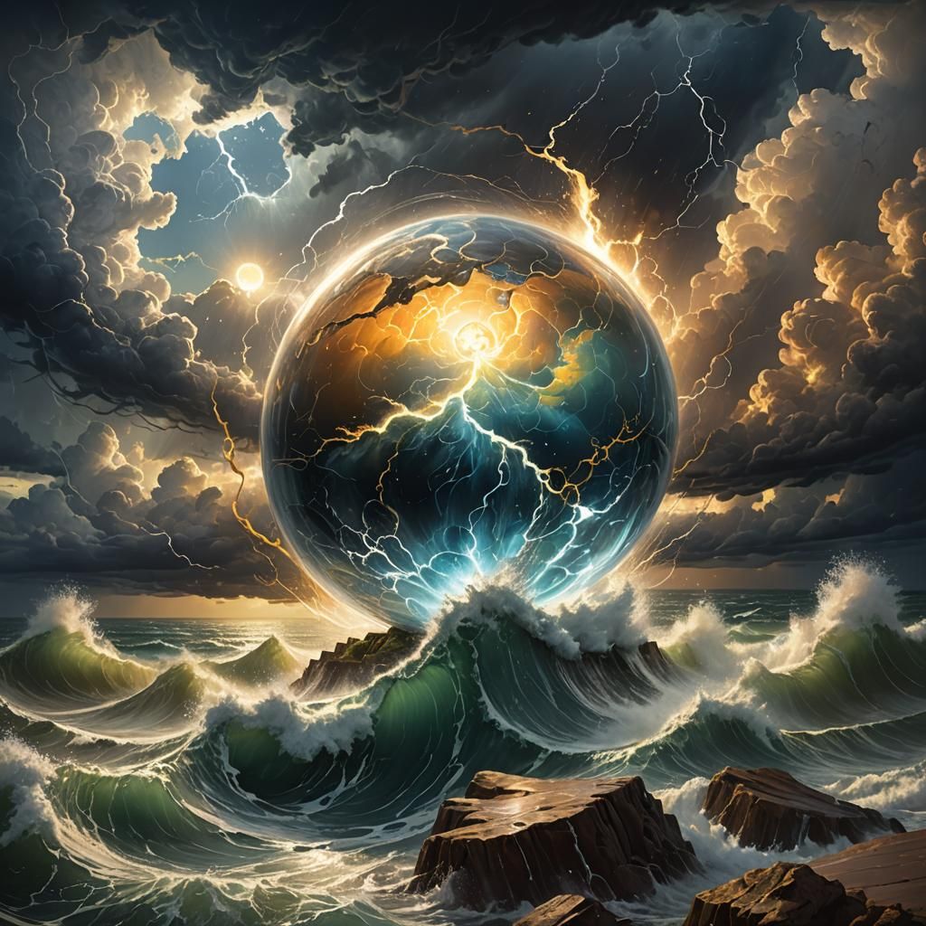 Storm with Water Ball, Fantasy Concept Art