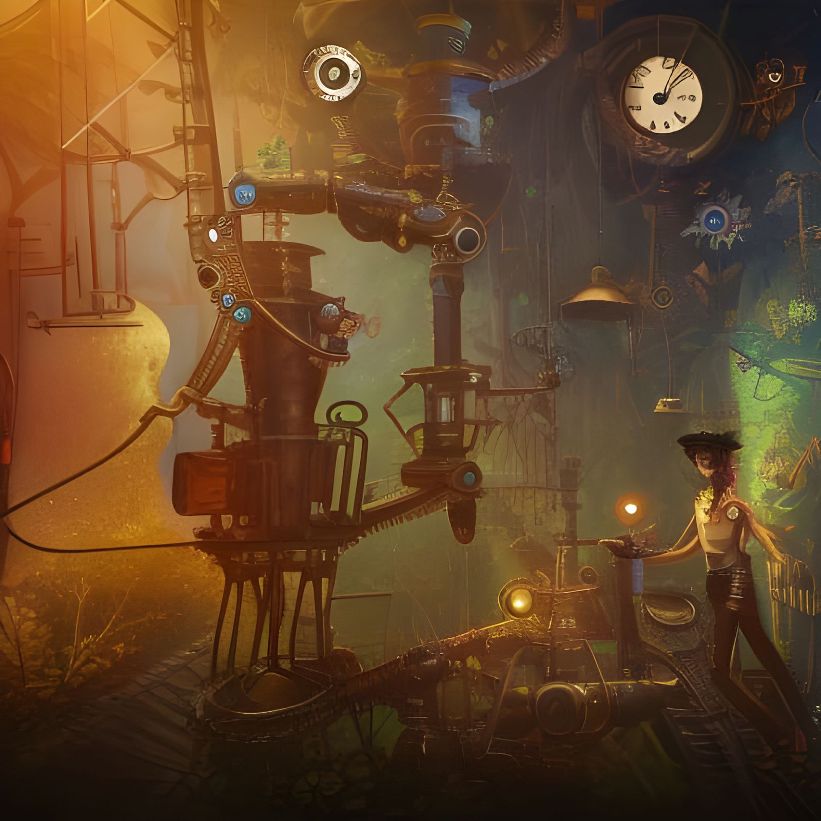 Steampunk Clockwork Mammals in Space Jungle