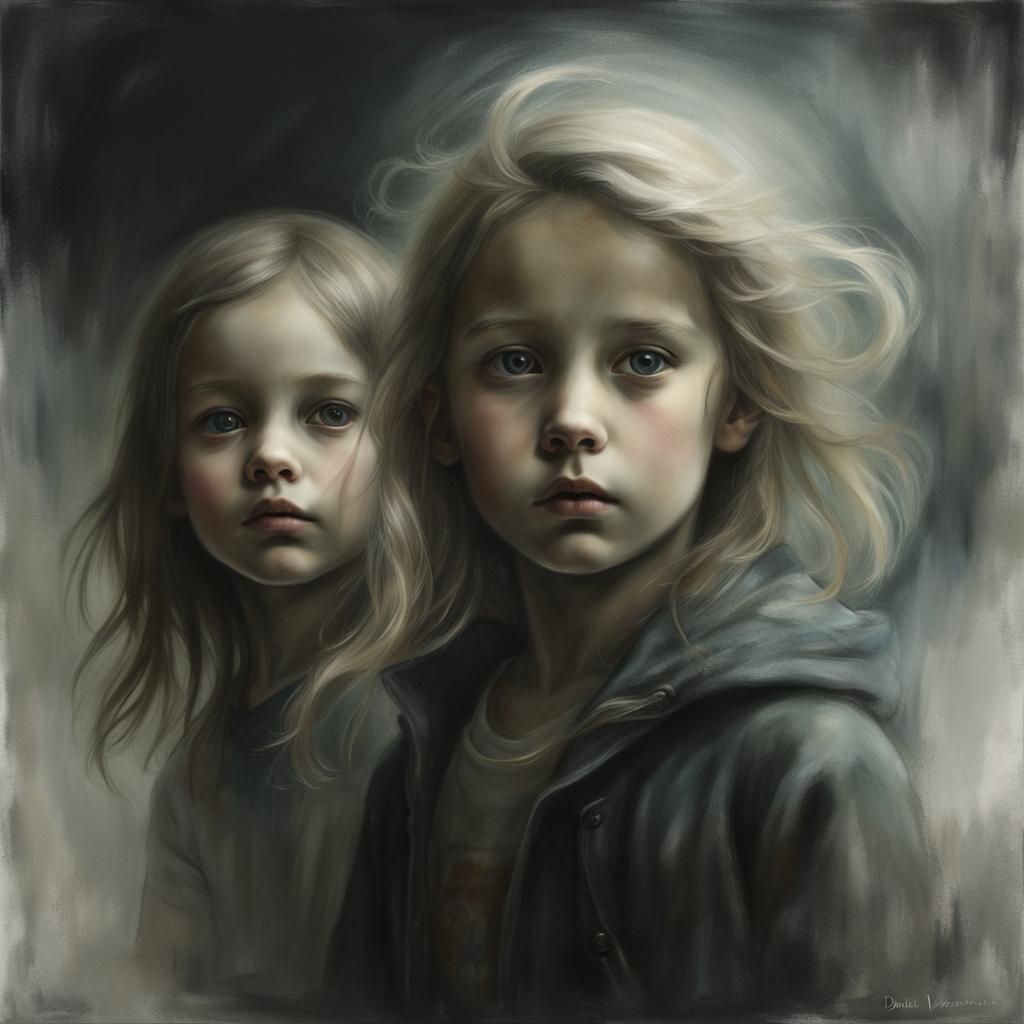 Emotional Double Exposure Portrait in Pastel and Charcoal