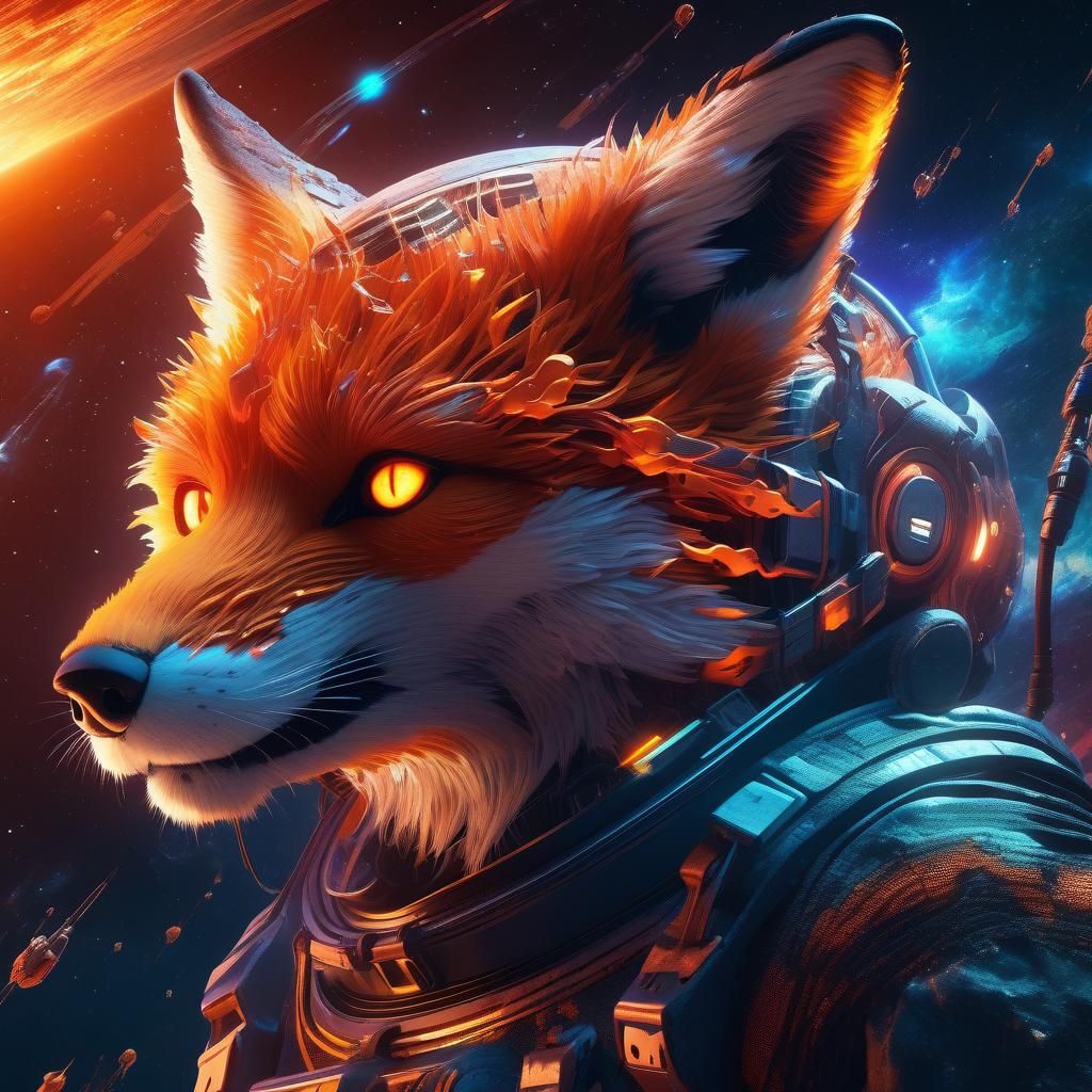 Cyber Fox in Deep Space: Digital Art