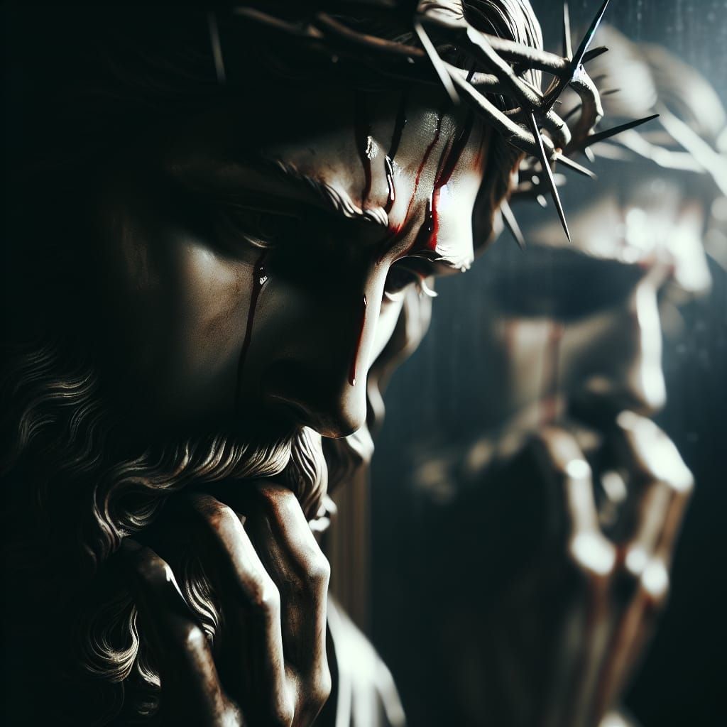 Religious King with Thorns Contemplates Sins