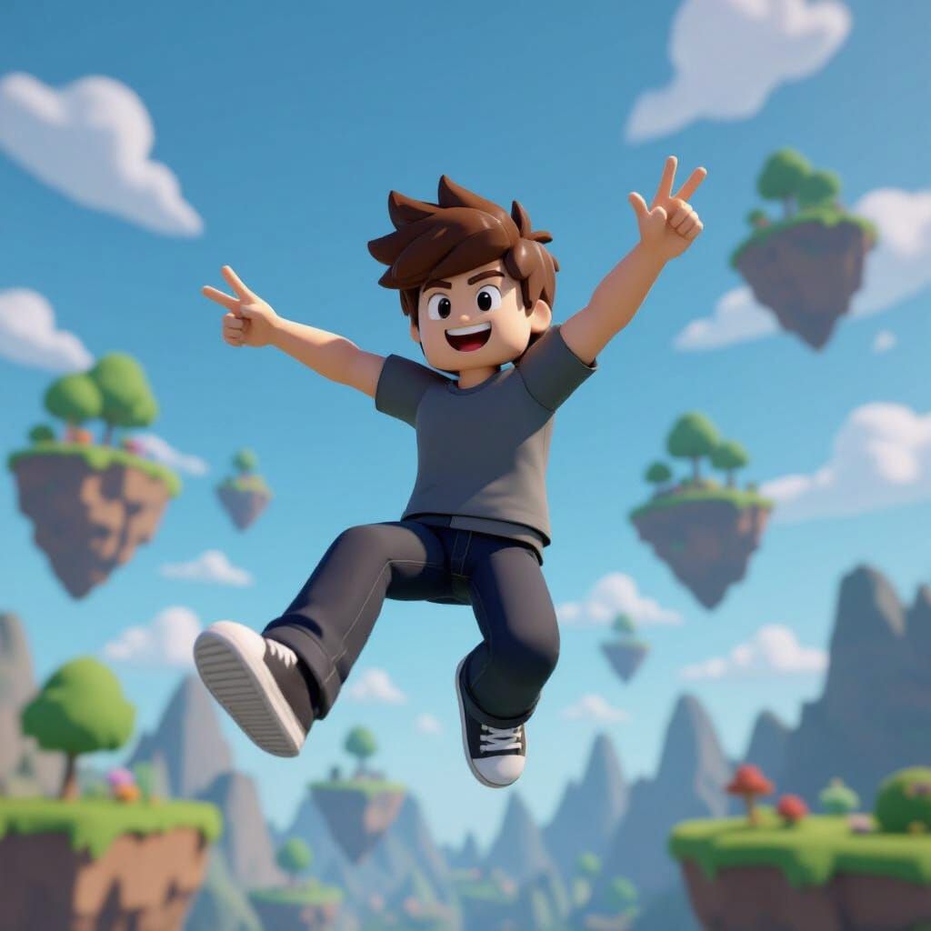 Roblox Player Backflips Mid-Air in Vibrant 3D Game Art