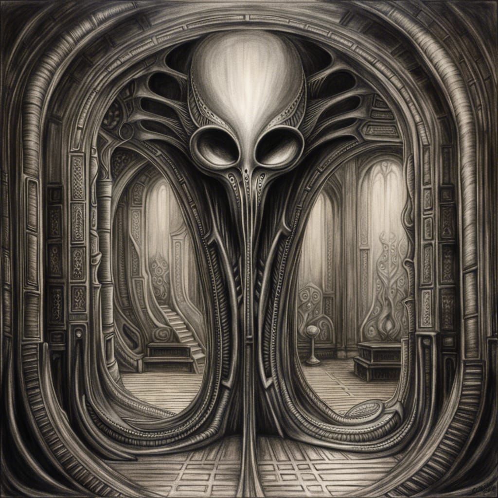 Hyperdetailed Alien Room in Giger Style