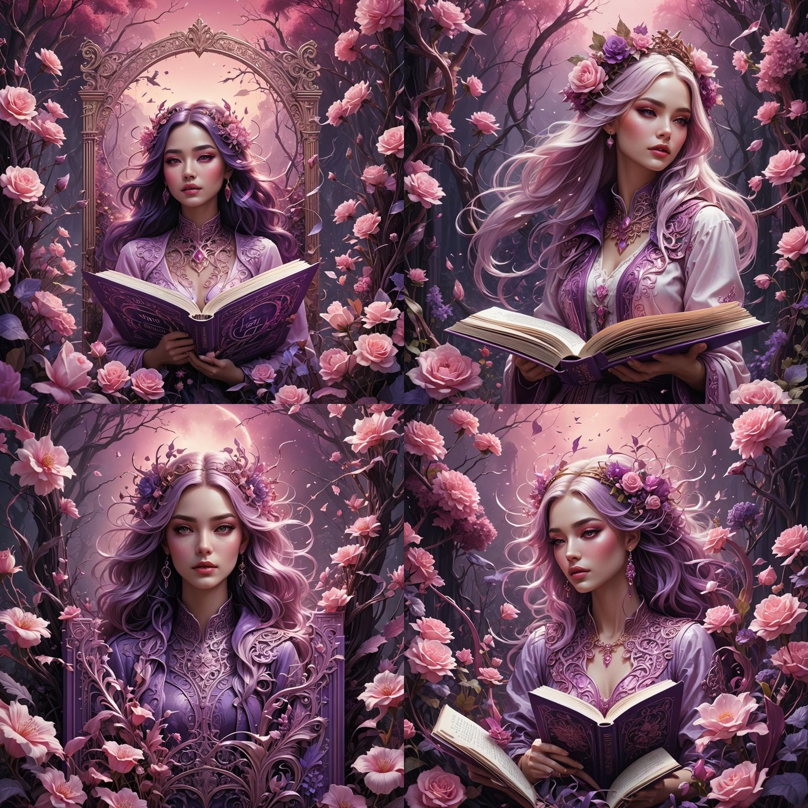 Romantic Book Cover Art in Pink and Purple