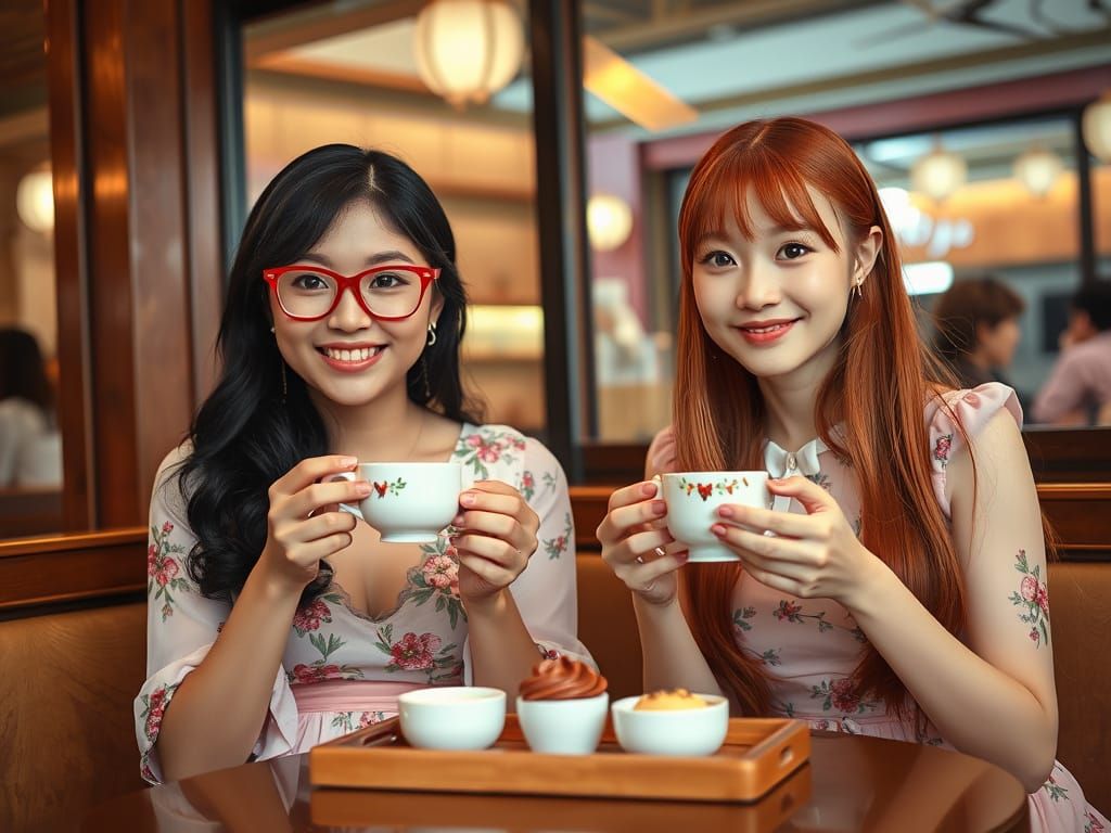 Two Women Enjoy a Charming Spring Afternoon Tea