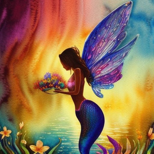 Colorful Fairy Mermaid in a Dreamcore Fantasy