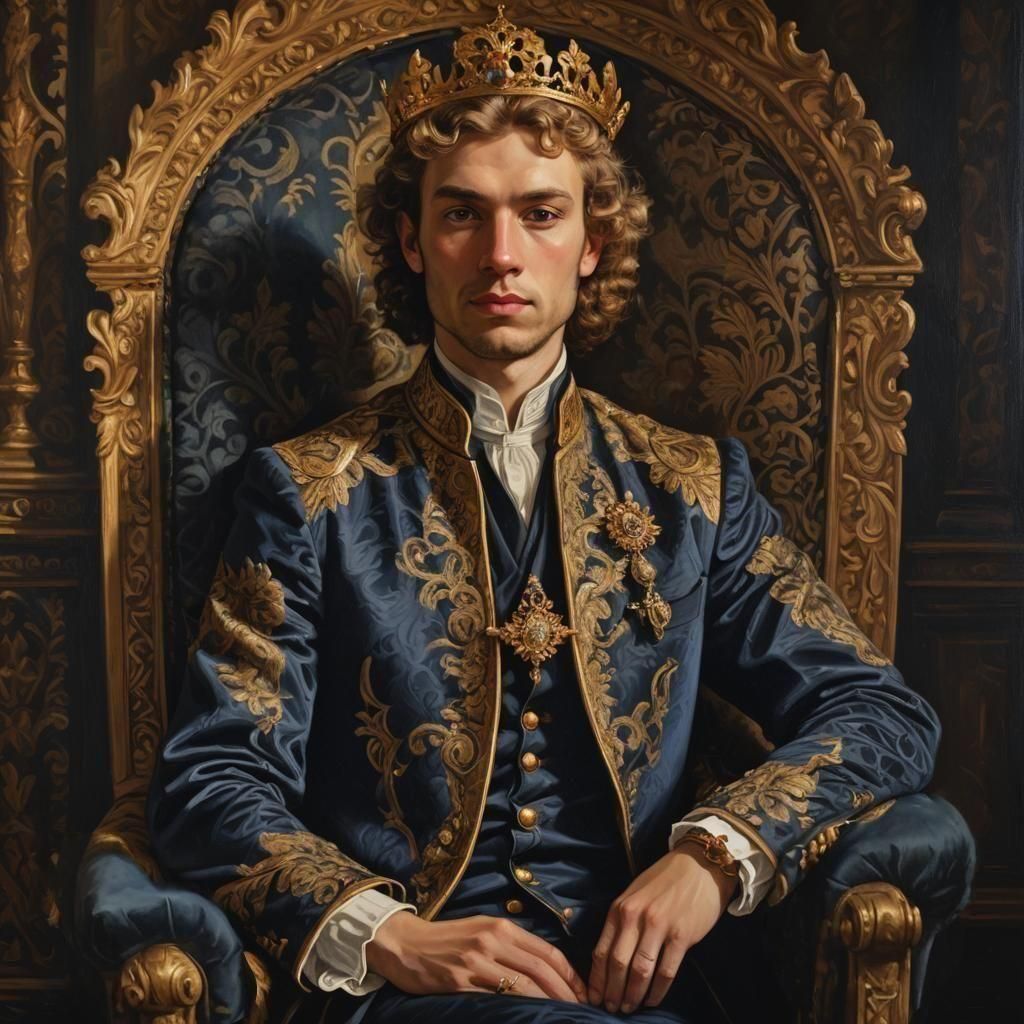 Noble Young Lord in Dark Medieval Regalia