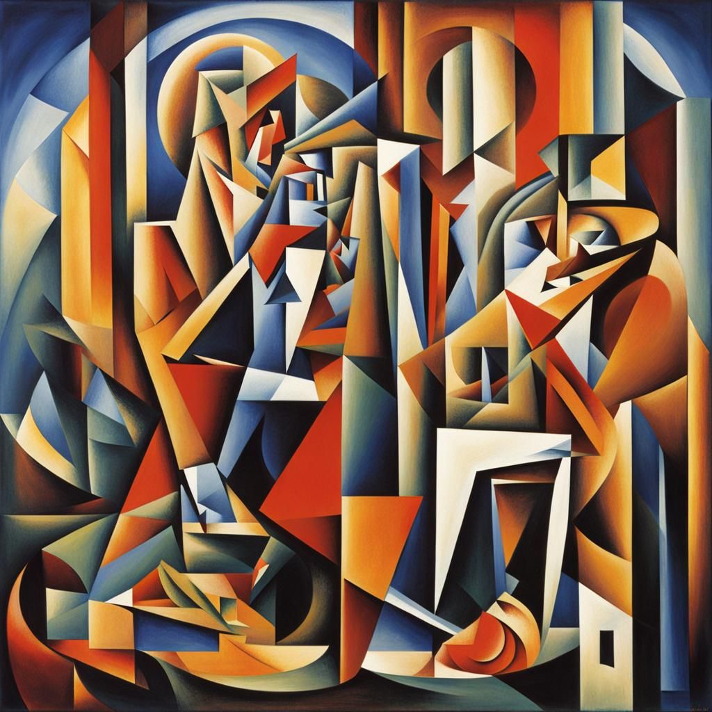 Abstract Cubist Composition with Euclidean Geometry