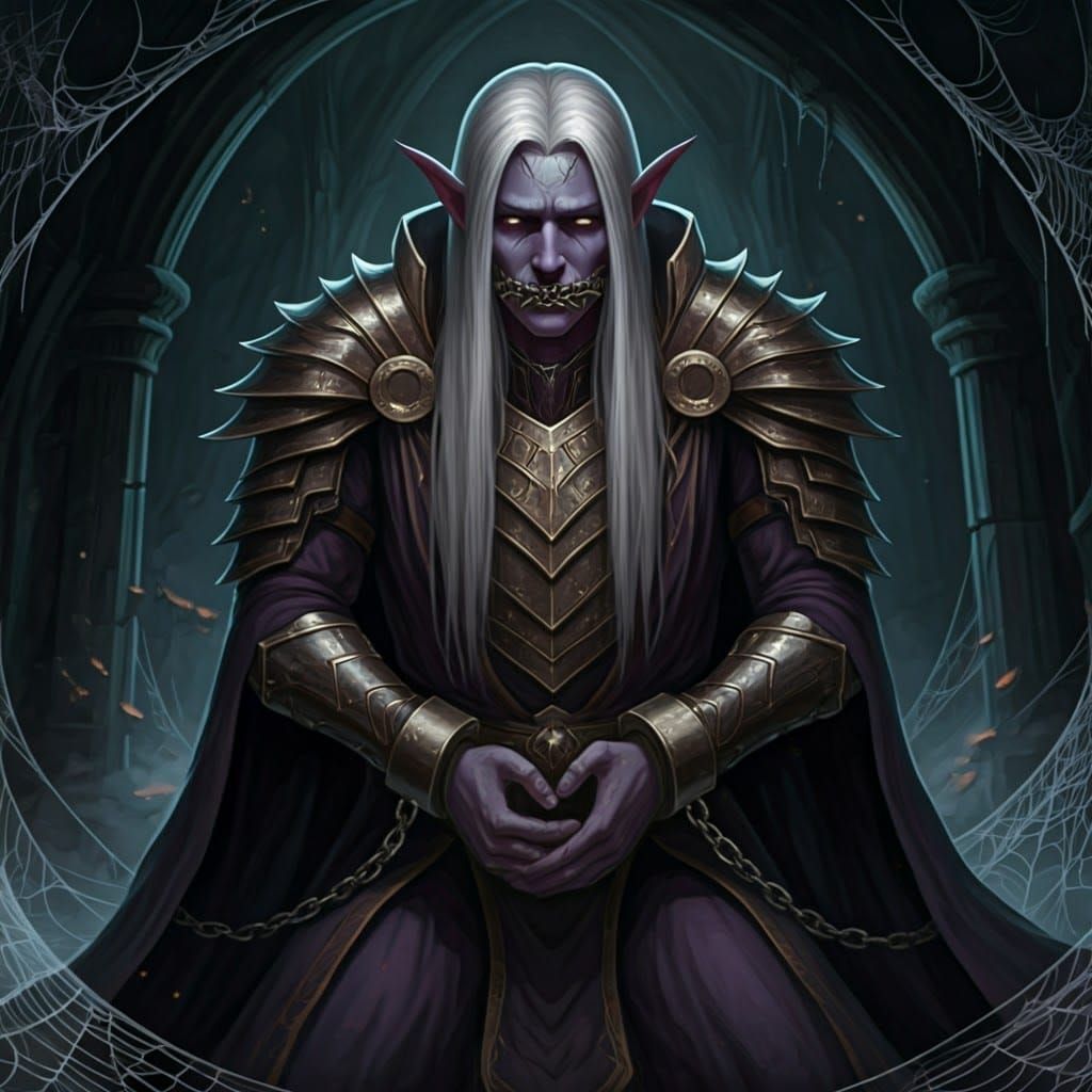 Dark Elf Slave in Dungeon with Magical Shackles