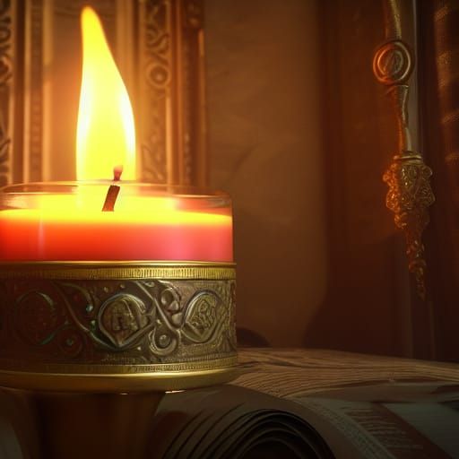 Enchanting Magic Candle in Detailed Digital Painting