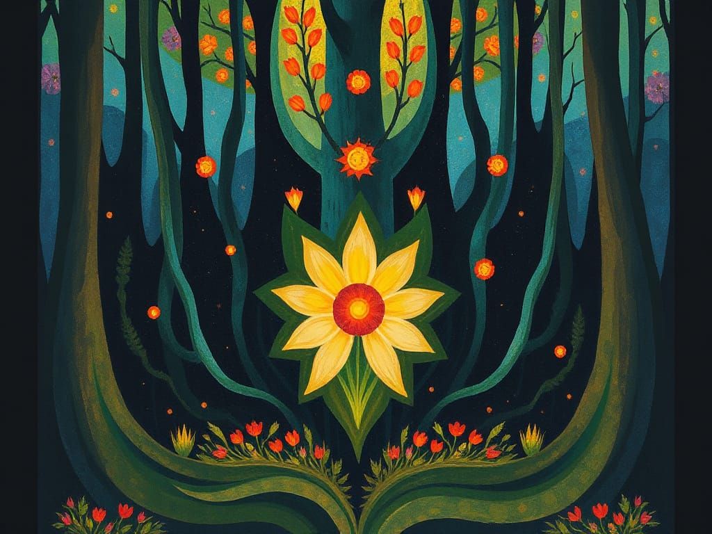 Ethereal Forest Goddess Blooms with Radiant Colors