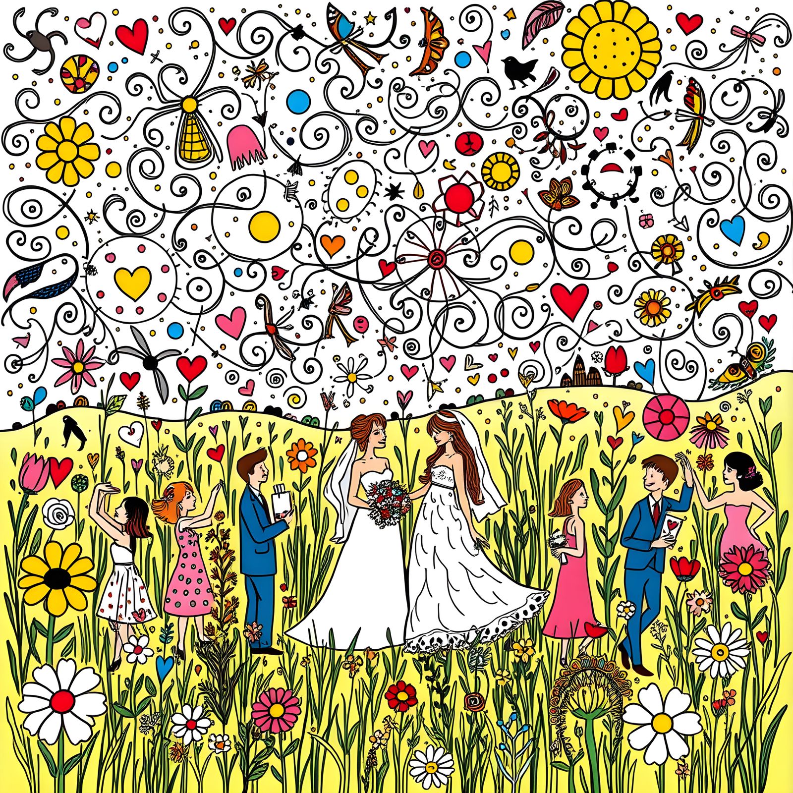Chaotically Beautiful Doodle Art Wedding Ceremony