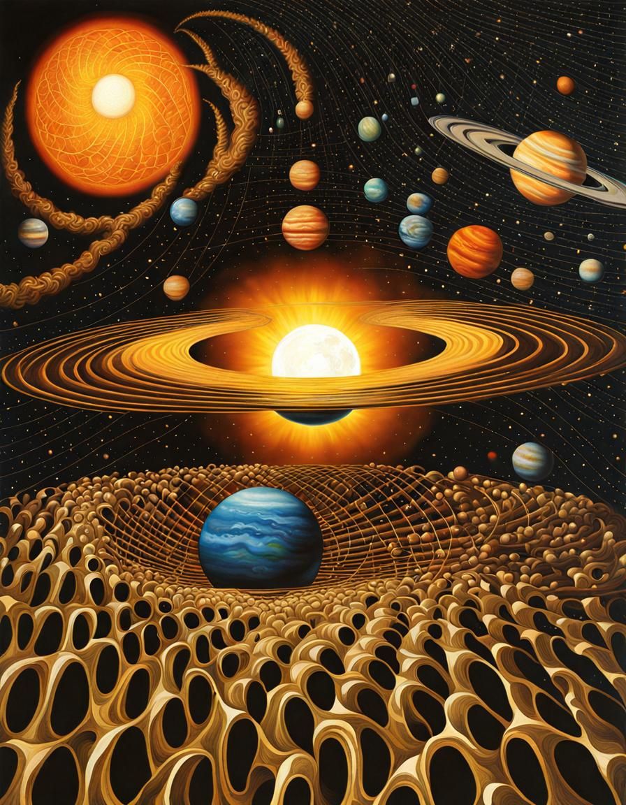 Fingerpunk Solar System with Radiant Hand Sun