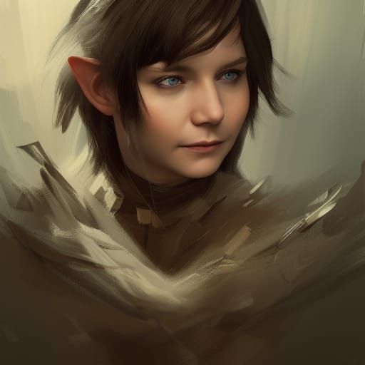 Detailed Elf Portrait by Rutkowski, Artgerm, and Mucha