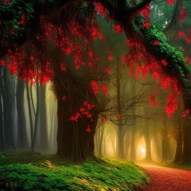 Dark Haired Dryad in Magical Garden