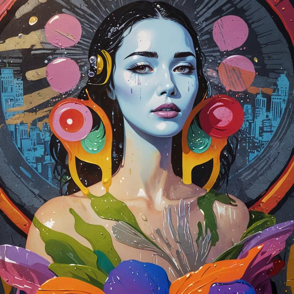 Pop Art: Woman Cries at Sunrise