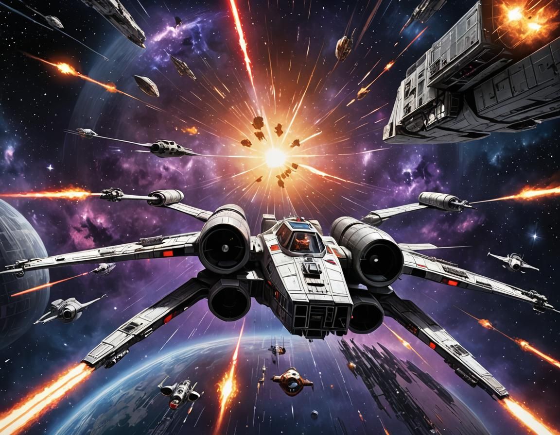 X-Wing Starfighter Concept Art in Space