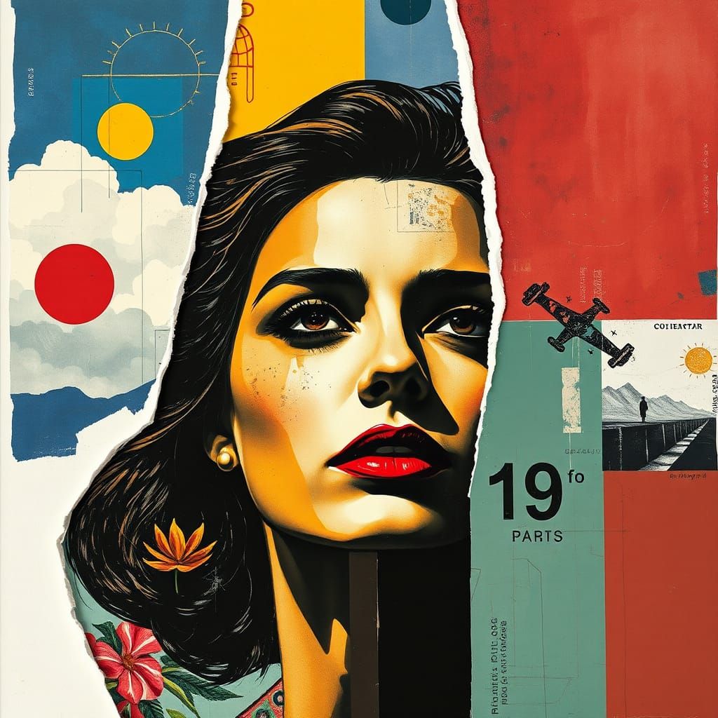 Cubist Collage Poster Photomontage in Deep Color